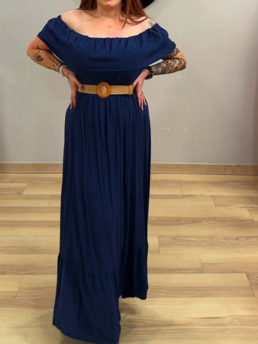 Vestido mediterráneo azul marino