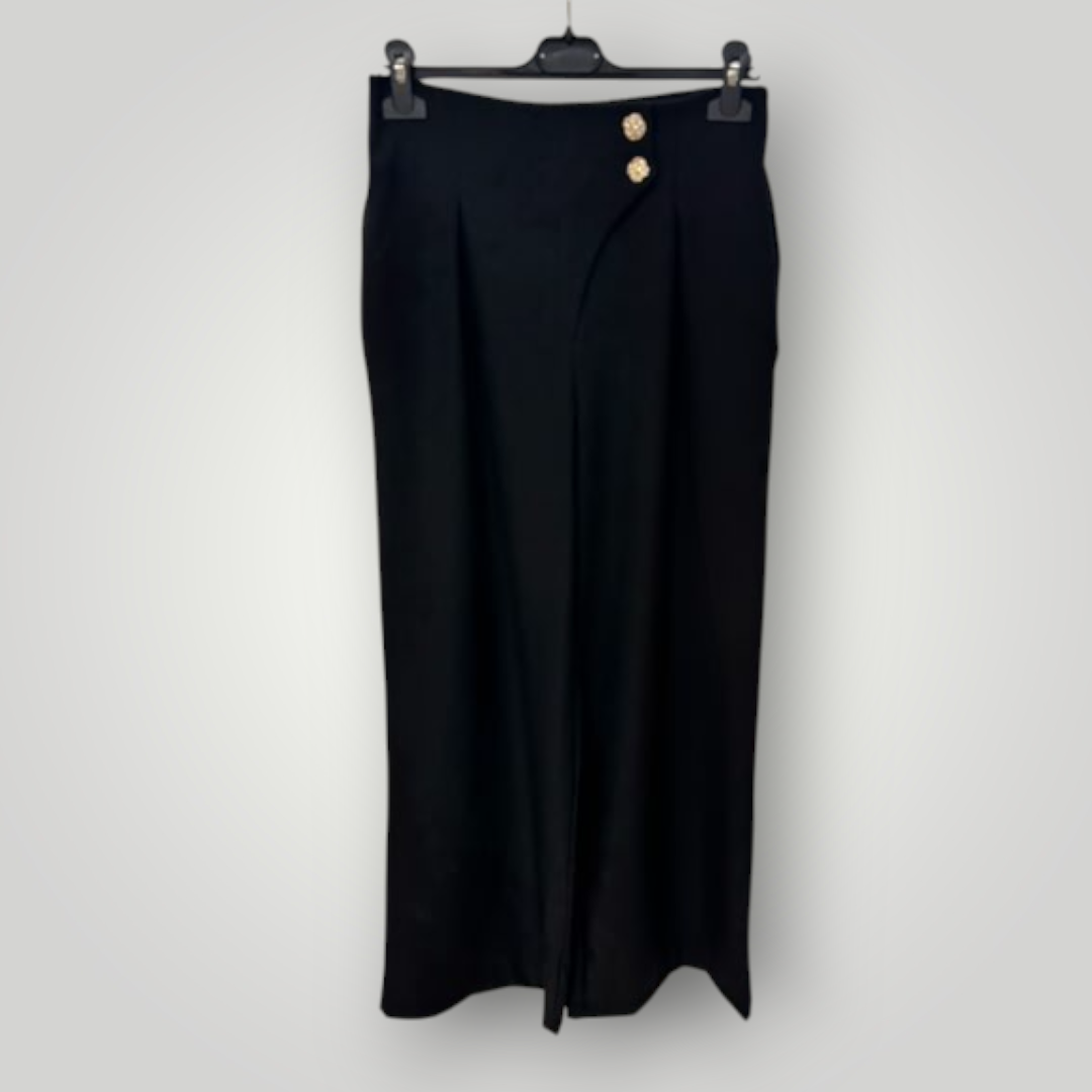 Pantalón elegante mujer con goma elástica y botones dorados