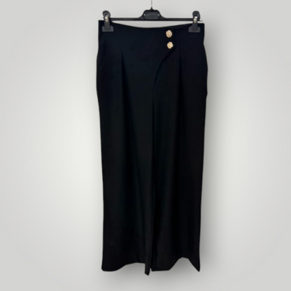 Pantalón elegante mujer con goma elástica y botones dorados