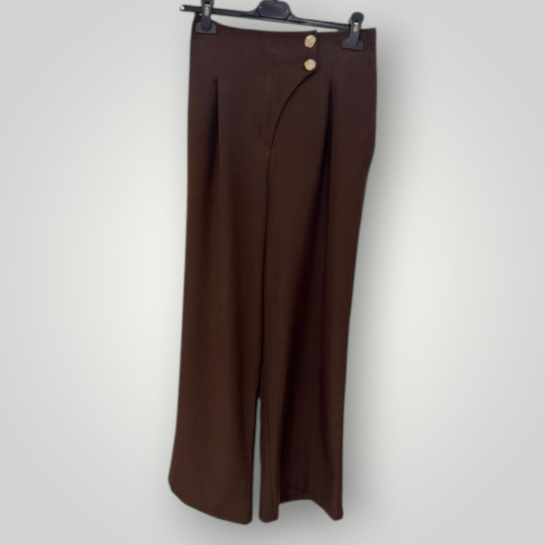 Pantalón largo mujer cómodo marrón chocolate