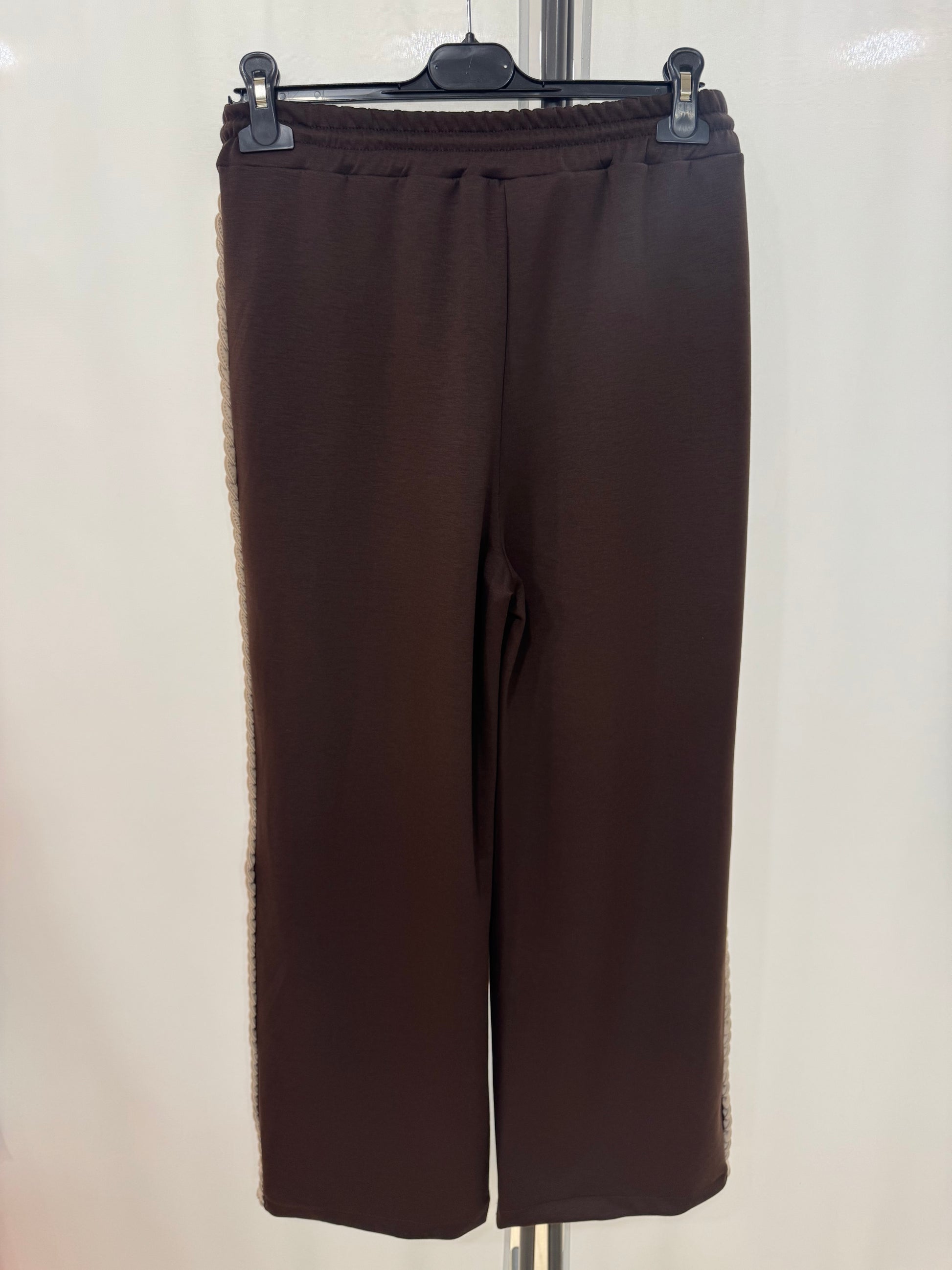 Pantalón cómodo ancho de algodón cómodo marrón chocolate