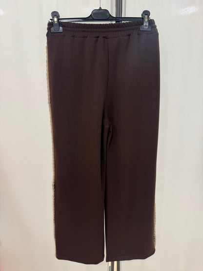 Pantalón cómodo ancho de algodón cómodo marrón chocolate