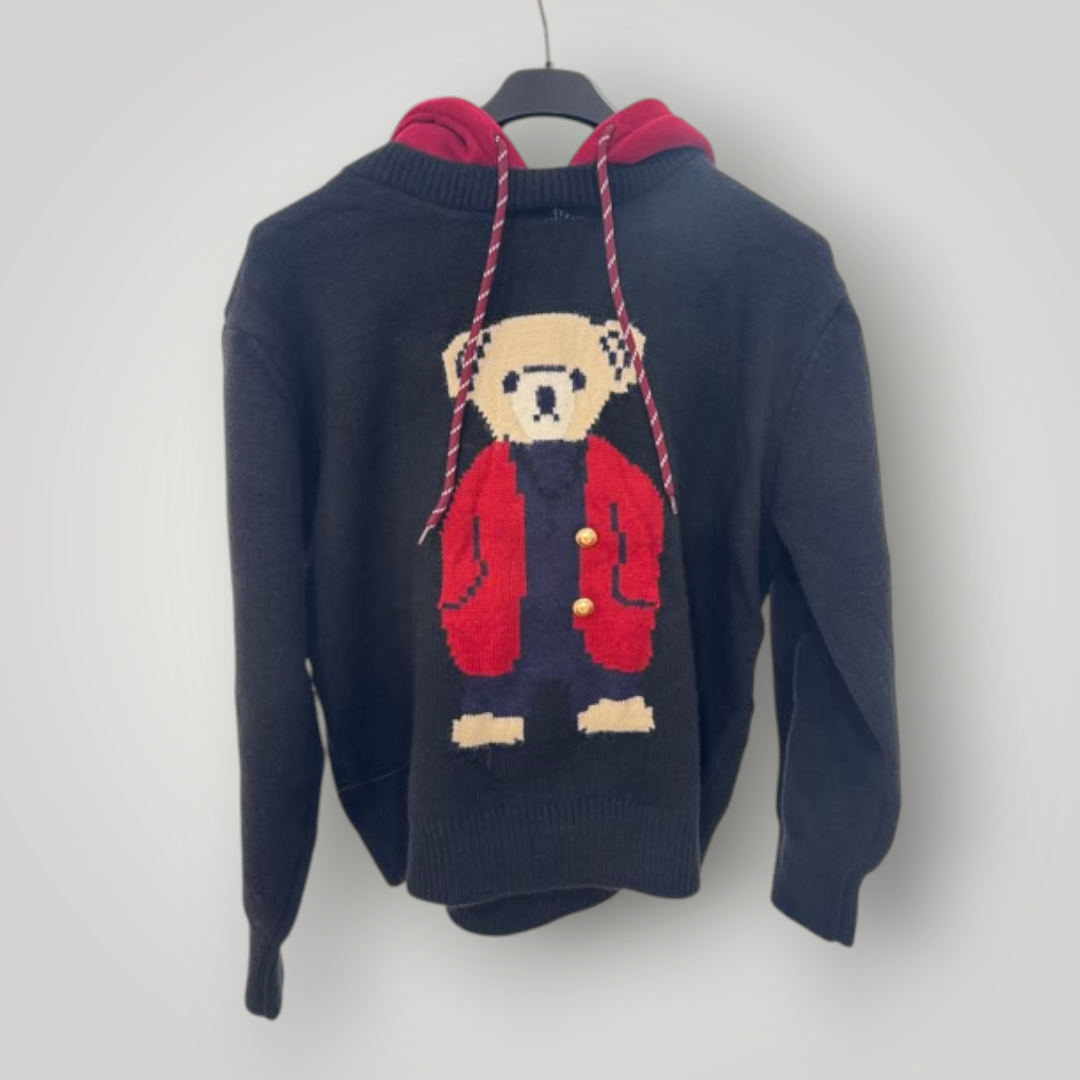Sudadera de punto con dibujo de oso en la parte frontal
